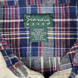Scandia Woods Mens XL Flannel Lined Shirt Jacket Tan Khaki Cotton Plaid Shacket